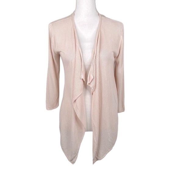 August Silk Cream Open Knit Long Sleeve Cardigan Size Small - Picture 1 of 7